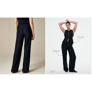 NEW J.Crew Womens Essential Wide Leg Pant Textured Satin Black Size 2P